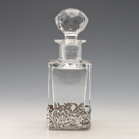 ヴィンテージ 純銀スワン装飾 カットガラス パフュームボトル 香水瓶